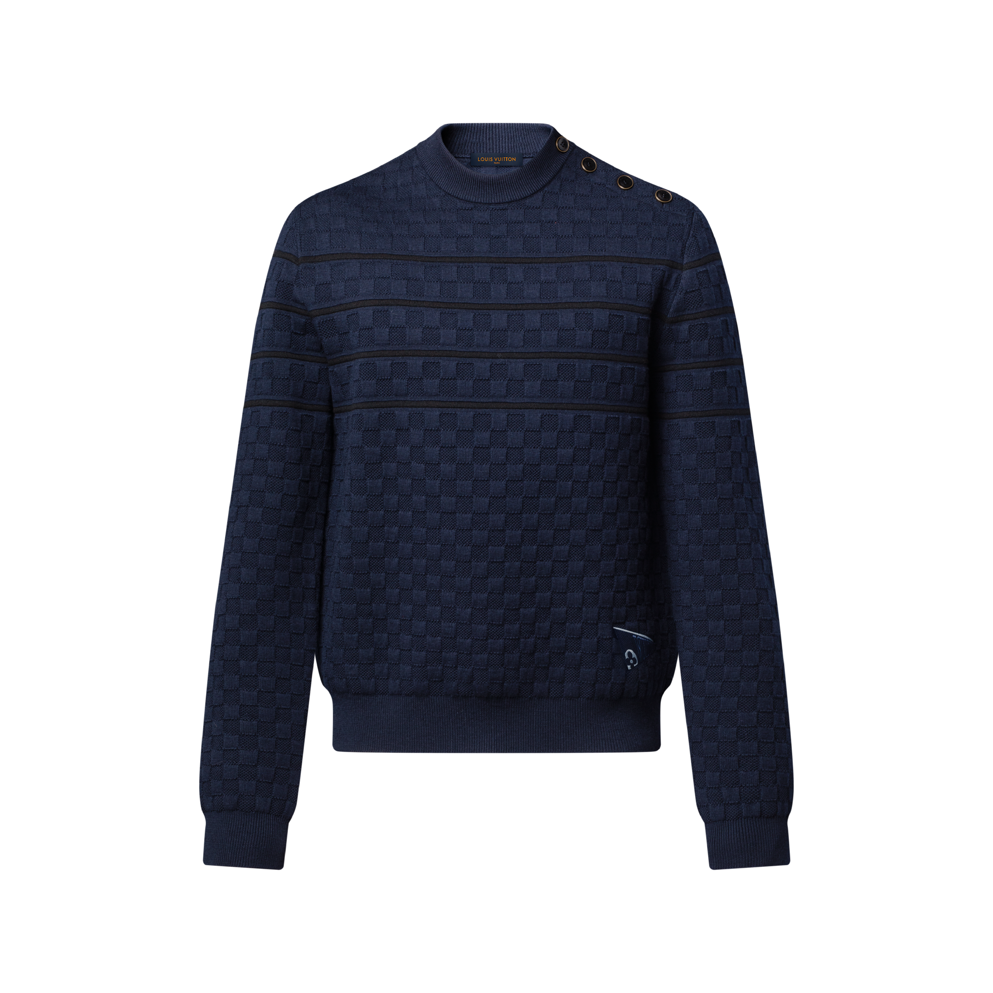 Monogram Mix Cashmere Crewneck - Luxury Blue | LOUIS VUITTON